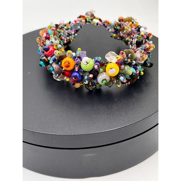 Artisan handmade Beach Ball‎ Caterpillar stones seeds crystals beads Bracelet - Picture 6 of 7